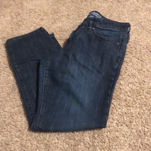 Gap dark wash straight fit jeans.